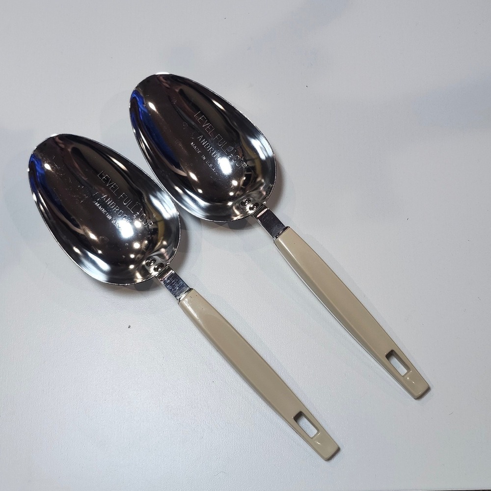 Androck Level Full 1/4 Cup Measuring Scoop Stainless Steel Made in U.S.A. Set -2